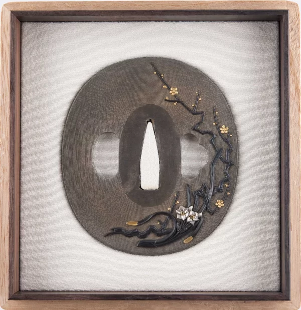 Tsuba Nukagawa Yasukuni plumtree and Narcissus