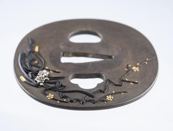 Tsuba Nukagawa Yasukuni plumtree and Narcissus