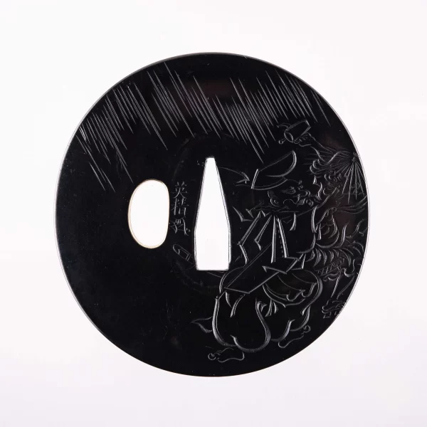 A Shakudo Katakiribori Tsuba by Yokoya Terukiyo