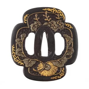 Tsuba Kumagai kiri kiku Tokubetsu hozon