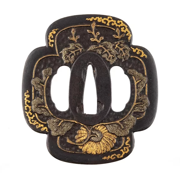Tsuba Kumagai kiri kiku Tokubetsu hozon