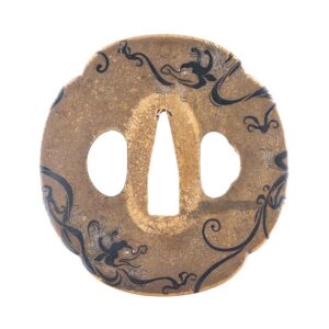 Tsuba Umetada Sentoku water dragon Tokubetsu Hozon