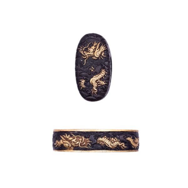 Fuchi Kashira Dragon in waves