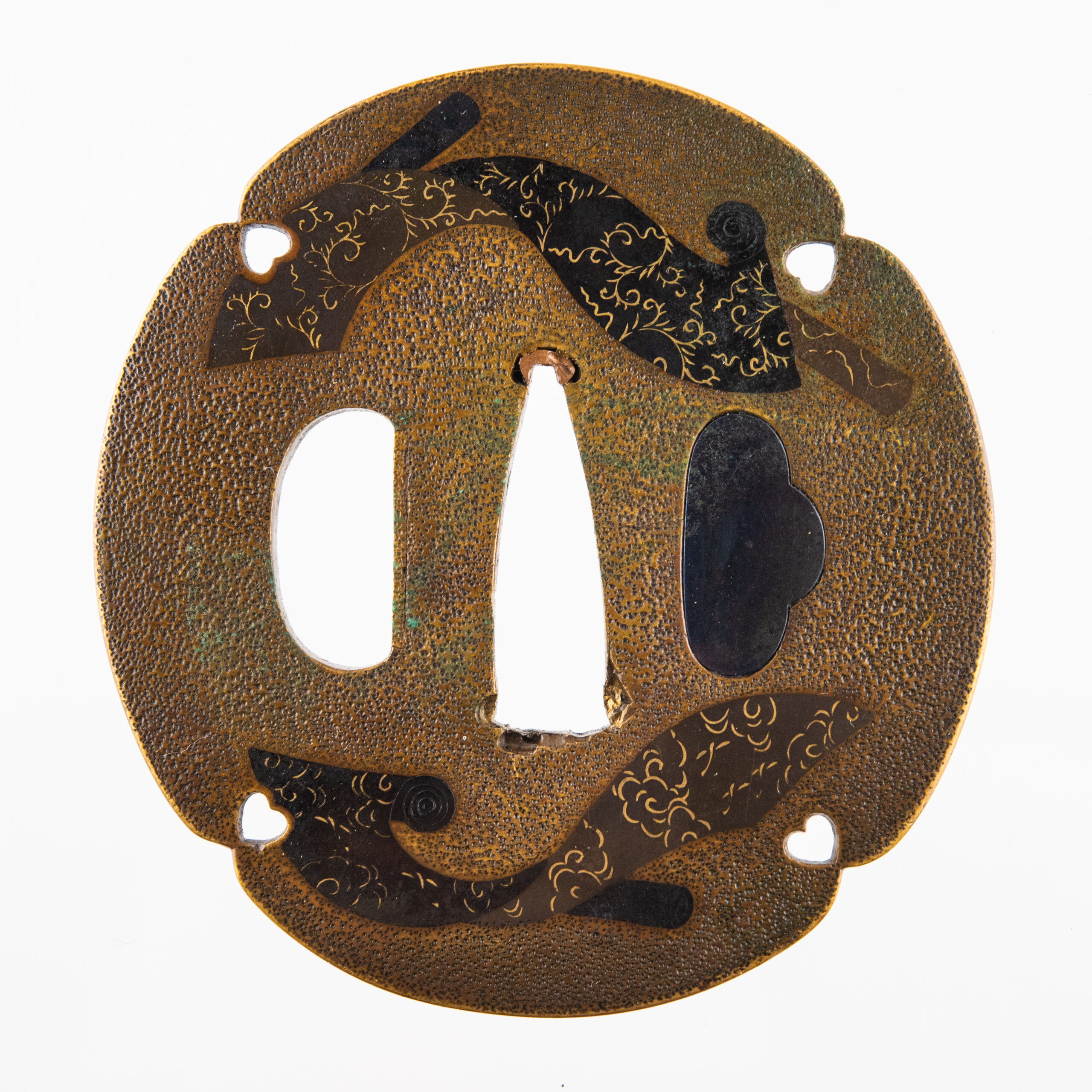 Tsuba Umetada Sentoku silk rolls