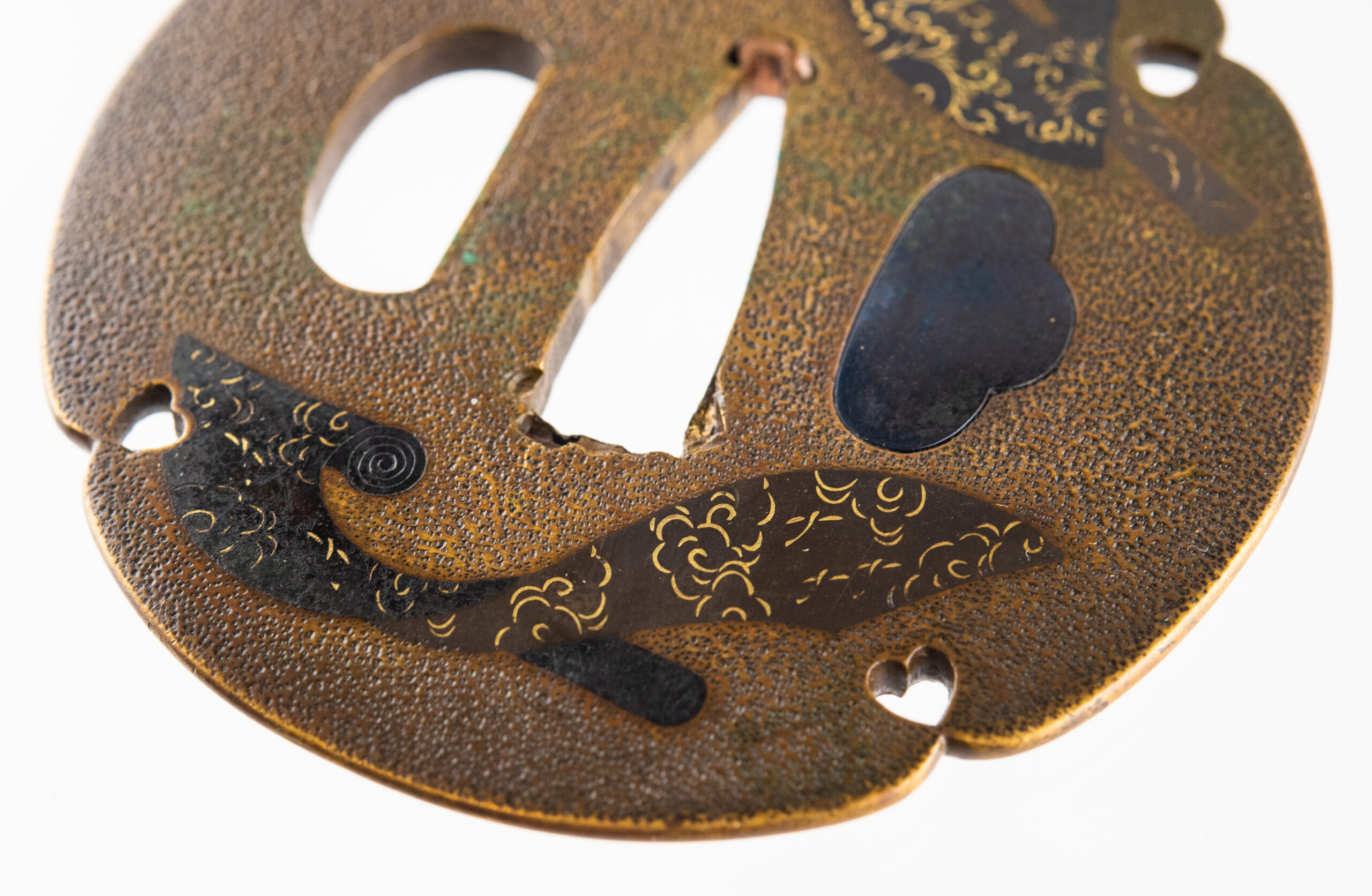 Tsuba Umetada Sentoku silk rolls