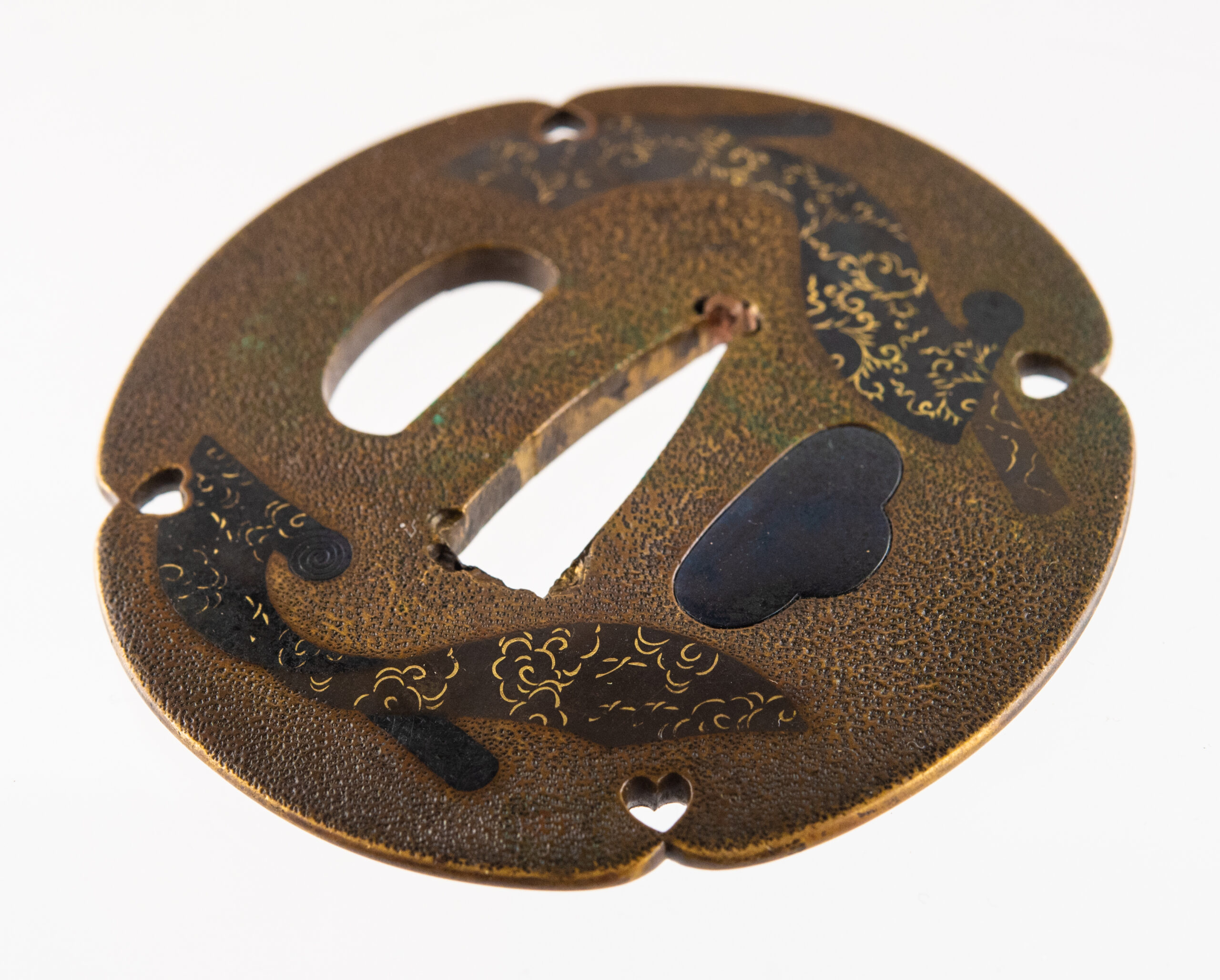Tsuba Umetada Sentoku silk rolls