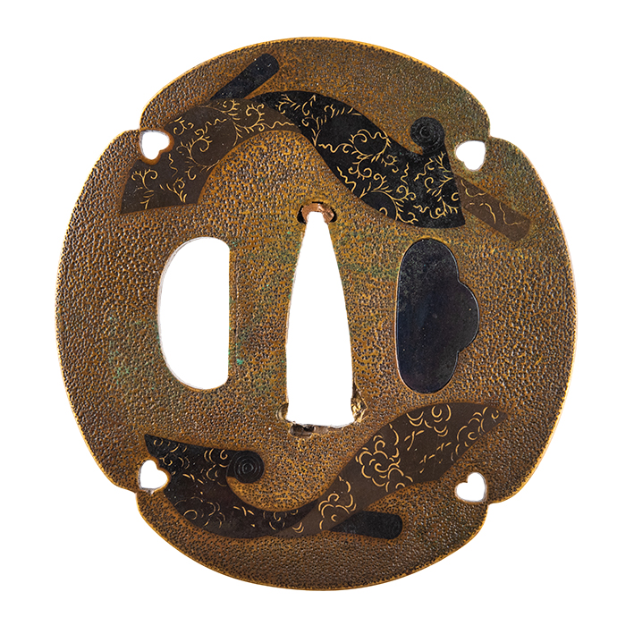 Tsuba Umetada Sentoku silk rolls